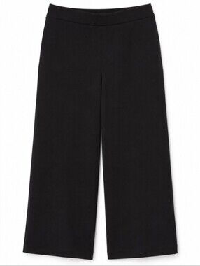 Ann Taylor Black Wide-Leg Crop Pull-On Pants Large